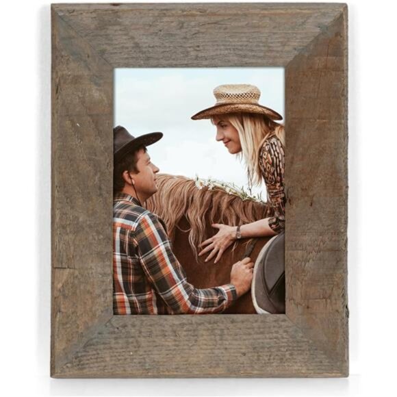 Rustic Picture Frame 5x7, 100% Reclaimed Wood Frame with Tempered Glass - Picture 1 of 7